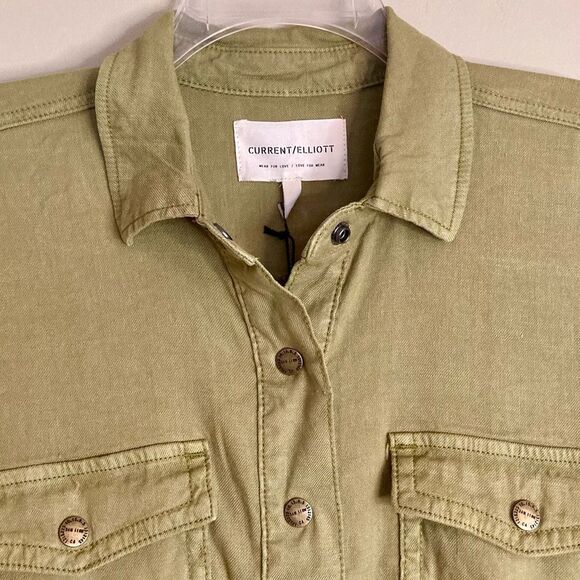 NEW Current Elliott The Lynwood Romper Shorts Belted Snap Front Khaki Size L - Picture 7 of 16
